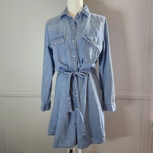 Vtg Gap Mini Button Down Western Denim Dress